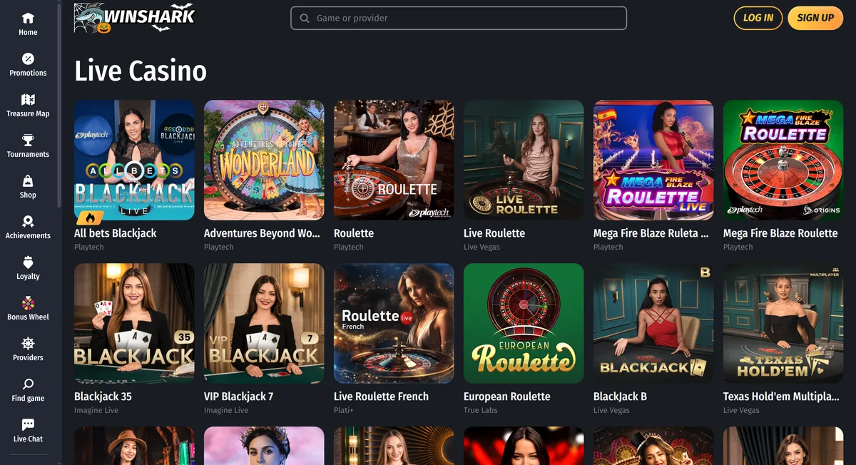 Spiele, Slots und Live-Tische